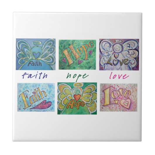 Faith Hope Love Angel Word Tegel Gift Tegeltje (Voorkant)