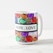 Faith Hope Love Artsy Waterverf Flowers Pattern Koffiemok (Voorkant rechts)