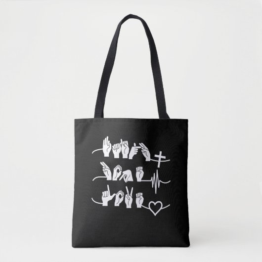 Faith Hope Love ASL American Sign Language Tote Bag (Voorkant)