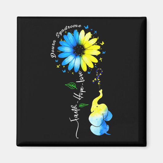 Faith Hope Love Awareness Down's Syndrome The Blue Magneet (Voorkant)