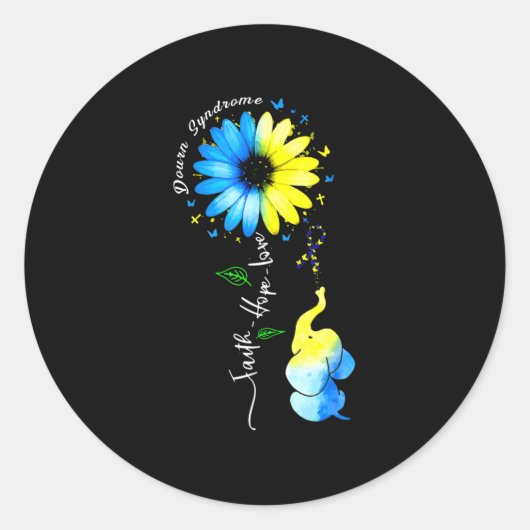 Faith Hope Love Awareness Down's Syndrome The Blue Ronde Sticker (Voorkant)