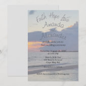 Faith Hope Love Beach Photo Wedding Invitation Kaart (Voorkant / Achterkant)