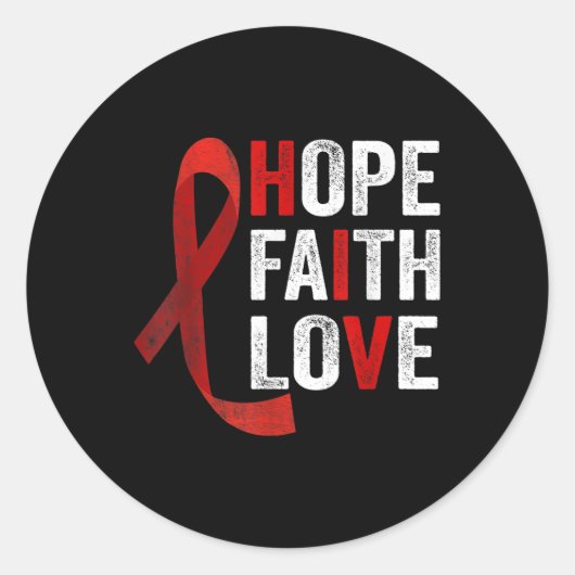 Faith Hope Love - Bewustwording van HIV-Wereldaids Ronde Sticker (Voorkant)