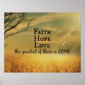 Faith, Hope, Love Bijbel Verse Scripting Poster (Voorkant)