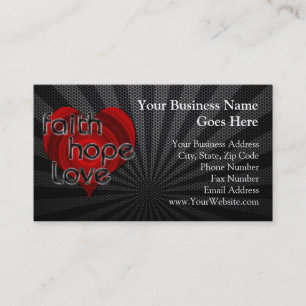 Faith Hope Love Black/Red Heart Visitekaartje