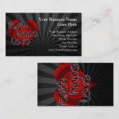 Faith Hope Love Black/Red Heart Visitekaartje (Voorkant / Achterkant)