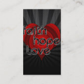 Faith Hope Love Black/Red Heart Visitekaartje (Achterkant)