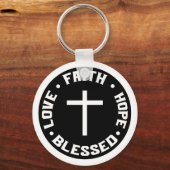Faith Hope Love Blessed Christian Quote Custom Sleutelhanger (Voorkant)