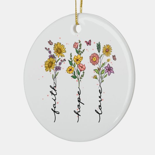 Faith Hope Love - Bloemen Inspirerend Keramisch Ornament (Links)