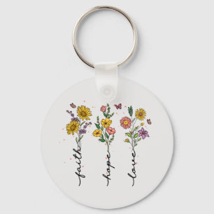 Faith Hope Love - Bloemen Inspirerend Sleutelhanger
