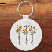 Faith Hope Love - Bloemen Inspirerend Sleutelhanger (Achterkant)