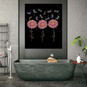Faith Hope Love Bloemen Libellen & Paardebloemen Perfect Poster