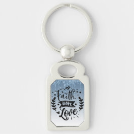 Faith Hope Love Blue Driving Glitter Sleutelhanger
