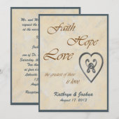 Faith Hope Love Blue Heart Uitnodiging voor een br (Voorkant / Achterkant)