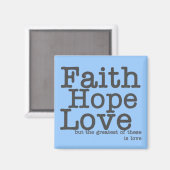 Faith Hope Love Blue Magnet (Voorkant / Achterkant)