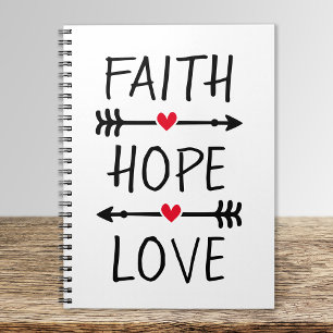 Faith Hope Love Boho Christelijk Arrow Red Heart Notitieboek