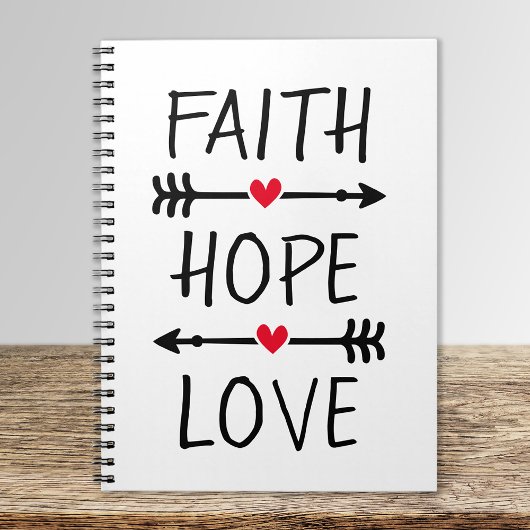 Faith Hope Love Boho Christelijk Arrow Red Heart Notitieboek