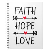 Faith Hope Love Boho Christelijk Arrow Red Heart Notitieboek (Voorkant)