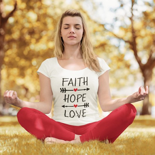 Faith Hope Love Boho Christelijk Arrow Red Heart T-shirt