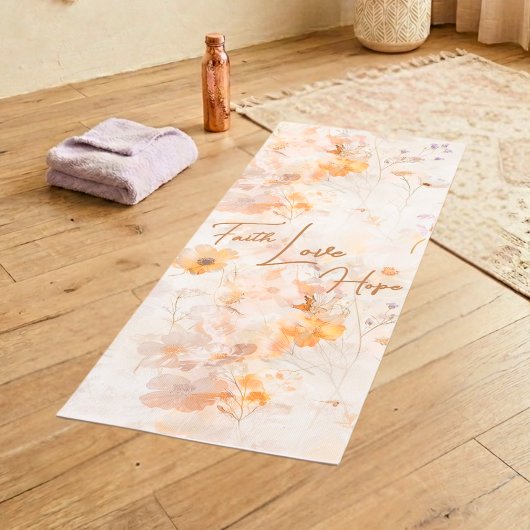 Faith Hope Love Boho Watercolor Fitness Mat