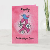 Faith Hope Love Borstkanker Roze Lint Kaart (Voorkant)