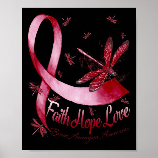 Faith Hope Love Brain Aneurysm Awareness Dragonfly Poster (Voorkant)