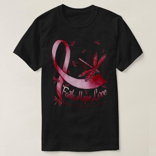 Faith Hope Love Brain Aneurysm Awareness Dragonfly T-shirt (Design voorkant)