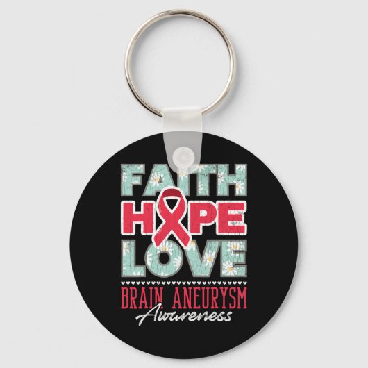 Faith Hope Love Brain Aneurysm Awareness Support G Sleutelhanger (Voorkant)