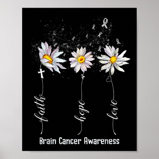 Faith Hope Love Brain Cancer Awareness Shirt Flowe Poster (Voorkant)