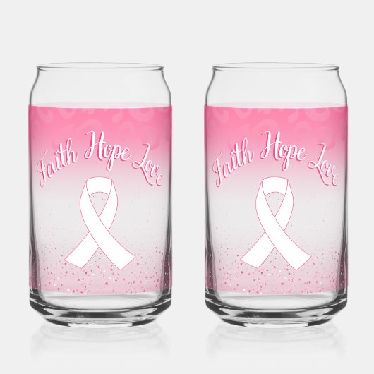 'Faith Hope Love' Breast Cancer Awareness Blikvorm Glas (Links)