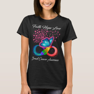 Faith Hope Love Breast Cancer Awareness Butterfly T-shirt