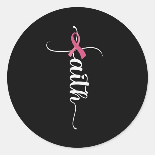 Faith Hope Love Breast Cancer Awareness Christelij Ronde Sticker (Voorkant)