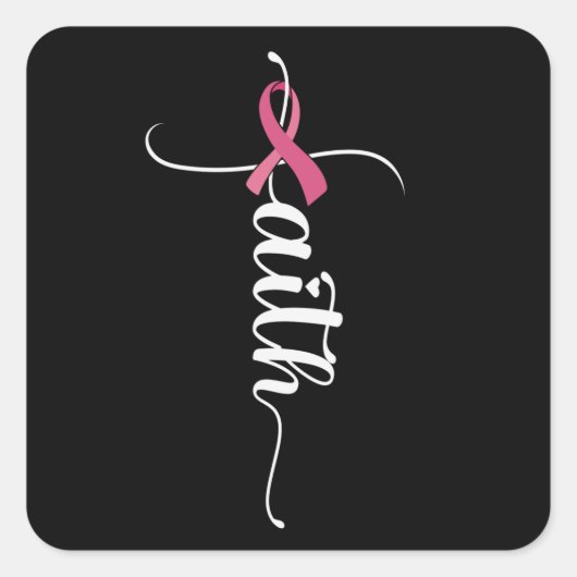 Faith Hope Love Breast Cancer Awareness Christelij Vierkante Sticker (Voorkant)