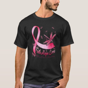 Faith Hope Love Breast Cancer Awareness Dragonfly T-shirt