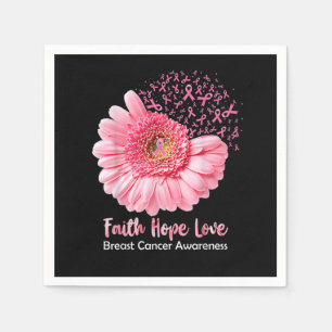 Faith Hope Love Breast Cancer Awareness Flower Pin Servet