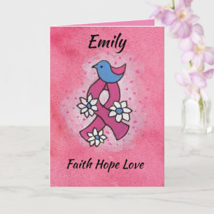 Faith Hope Love Breast Cancer Pink Ribbon Card Kaart