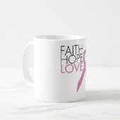 Faith, Hope, Love - Breast Cancer Support Koffiemok (Voorkant links)