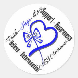 Faith Hope Love Butterfly - ALS Awareness Ronde Sticker