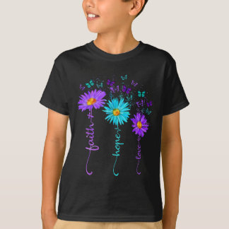 Faith Hope Love Butterfly Daisy Suicide Prevention T-shirt