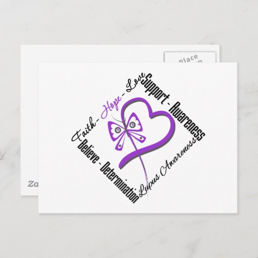 Faith Hope Love Butterfly - Lupus Awareness Briefkaart (Voorkant / Achterkant)