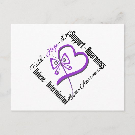 Faith Hope Love Butterfly - Lupus Awareness Briefkaart (Voorkant)