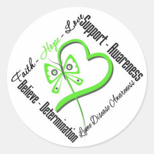 Faith Hope Love Butterfly - Lyme Disease Ronde Sticker