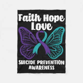 Faith Hope Love Butterfly Suicide Prevention Aware Fleece Deken