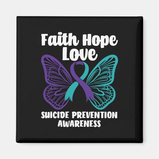 Faith Hope Love Butterfly Suicide Prevention Aware Magneet (Voorkant)