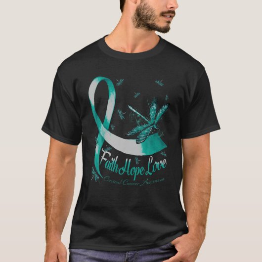 Faith Hope Love Cervical Cancer Awareness Dragonfl T-shirt (Voorkant)