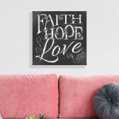 Faith, Hope, Love Chalkboard Canvas Print (Insitu (Woonkamer))