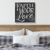 Faith, Hope, Love Chalkboard Canvas Print (Insitu (Slaapkamer))