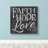 Faith, Hope, Love Chalkboard Canvas Print (Insitu (Houten vloer))