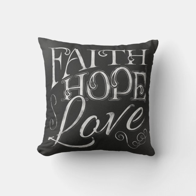 Faith, Hope, Love Chalkboard Pillow Kussen (Voorkant)