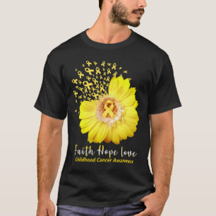 Faith Hope Love Child Cancer Awareness Ribbon T-shirt